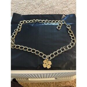 Vintage 80s SARAH COV Clover Gold Tone Chain Belt